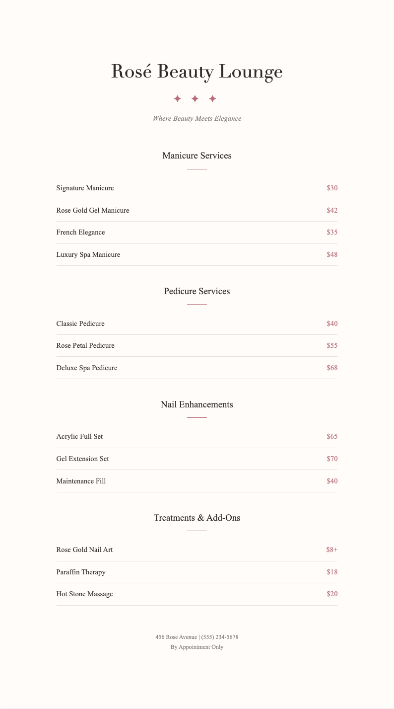 Elegant rose gold nail price list